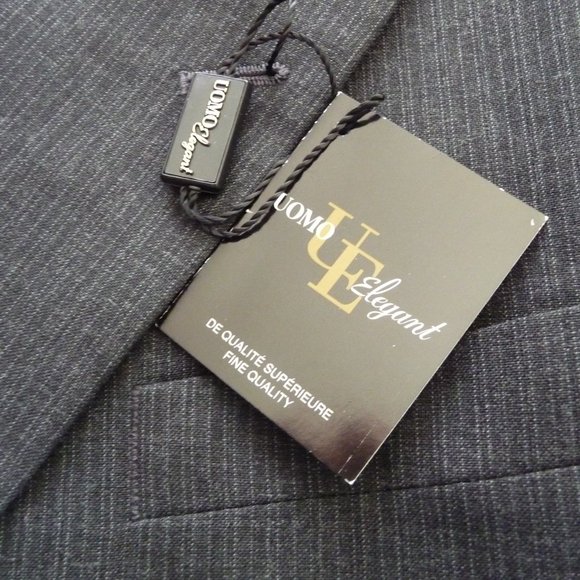 UOMO ELEGANT  NEW ITALIAN  DESIGN men's  wool blend dark grey blazer size 42 R - Picture 2 of 5